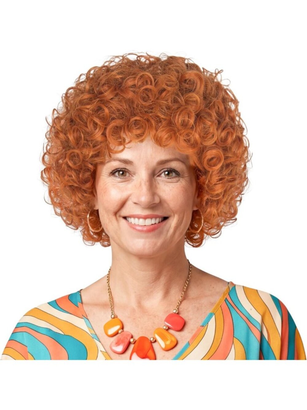 Short Curly Ginger Red Wig for Women - Halloween Cosplay Party Orange Hair